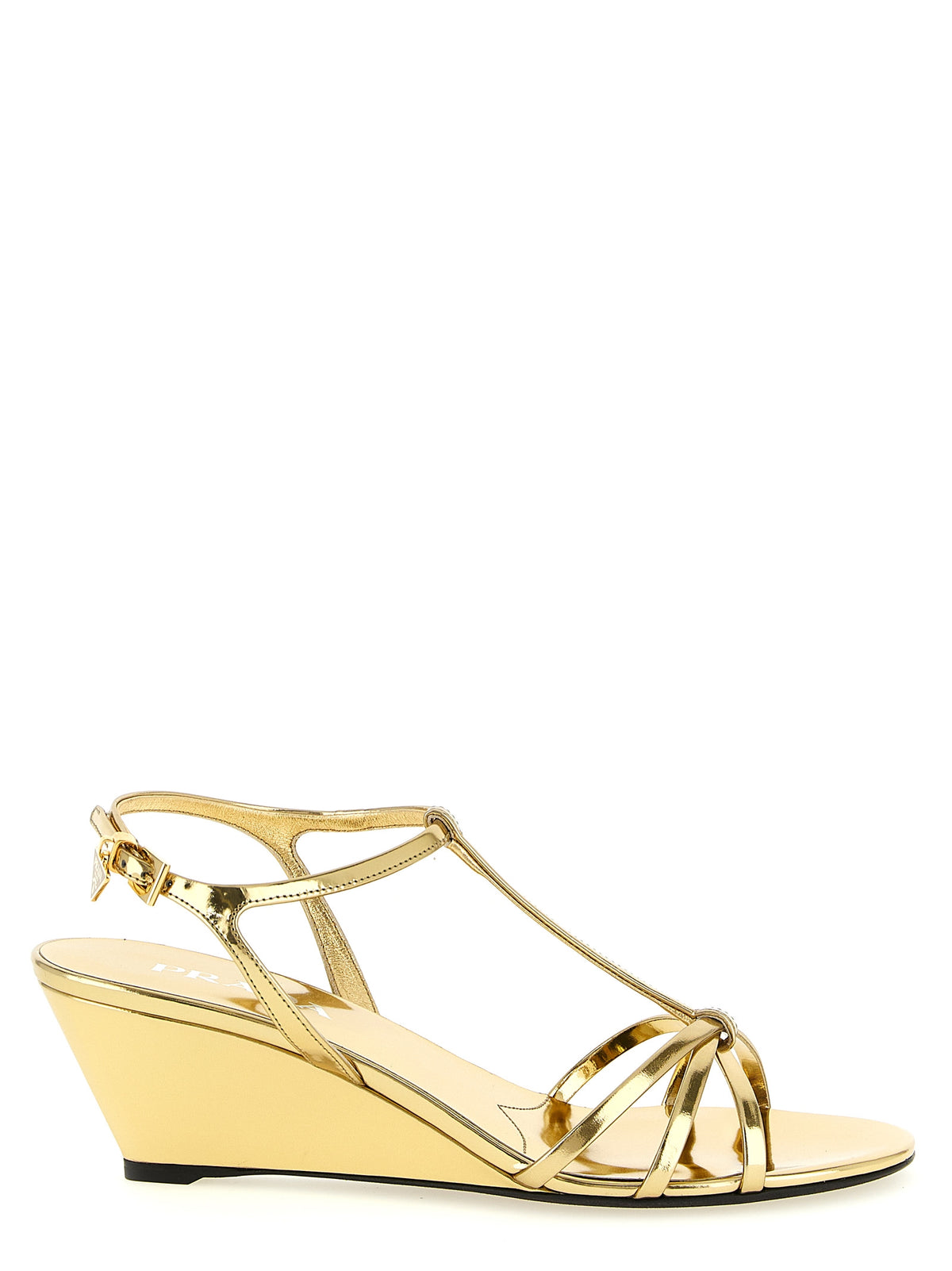 Gold Calfskin Wedge Sandals
