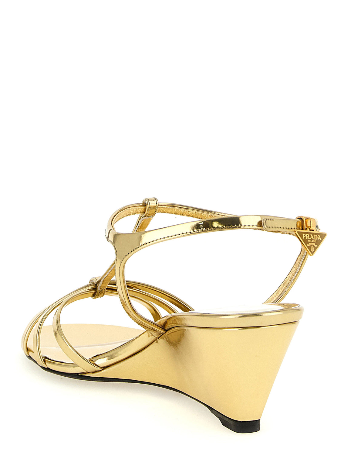Gold Calfskin Wedge Sandals