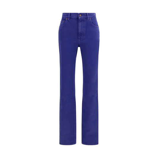 Blue Cotton Straight-Leg Jeans