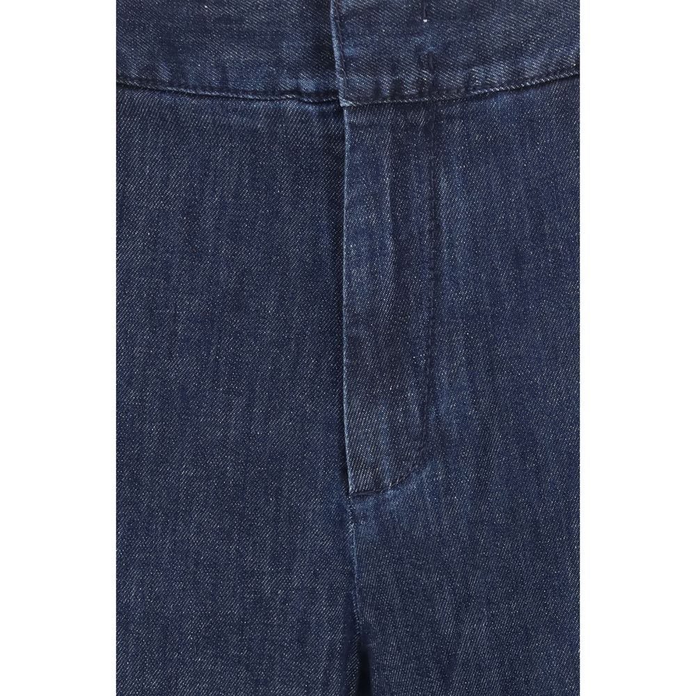 Blue Cotton Flared Jeans