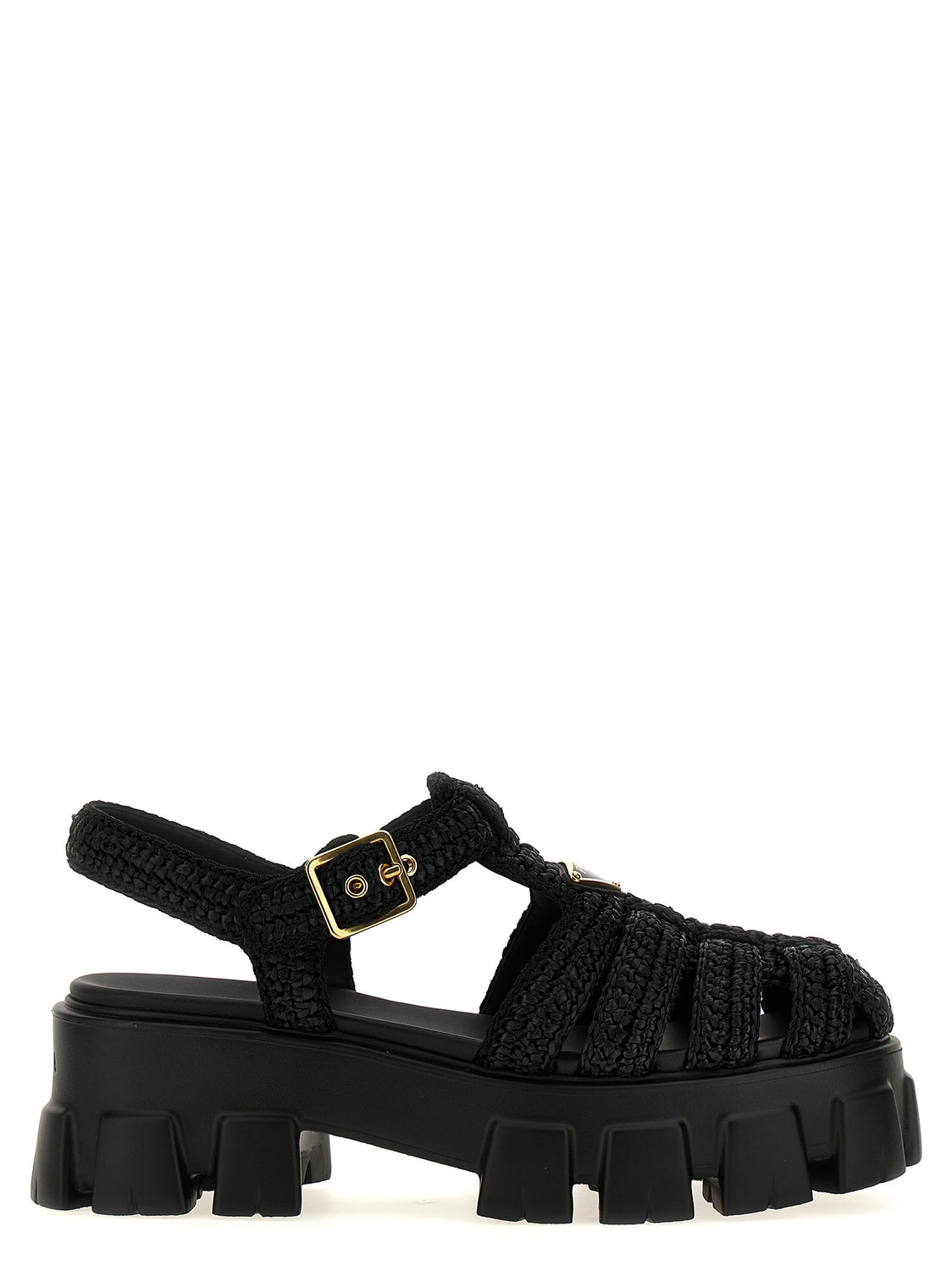 Black Viscose Platform Sandals