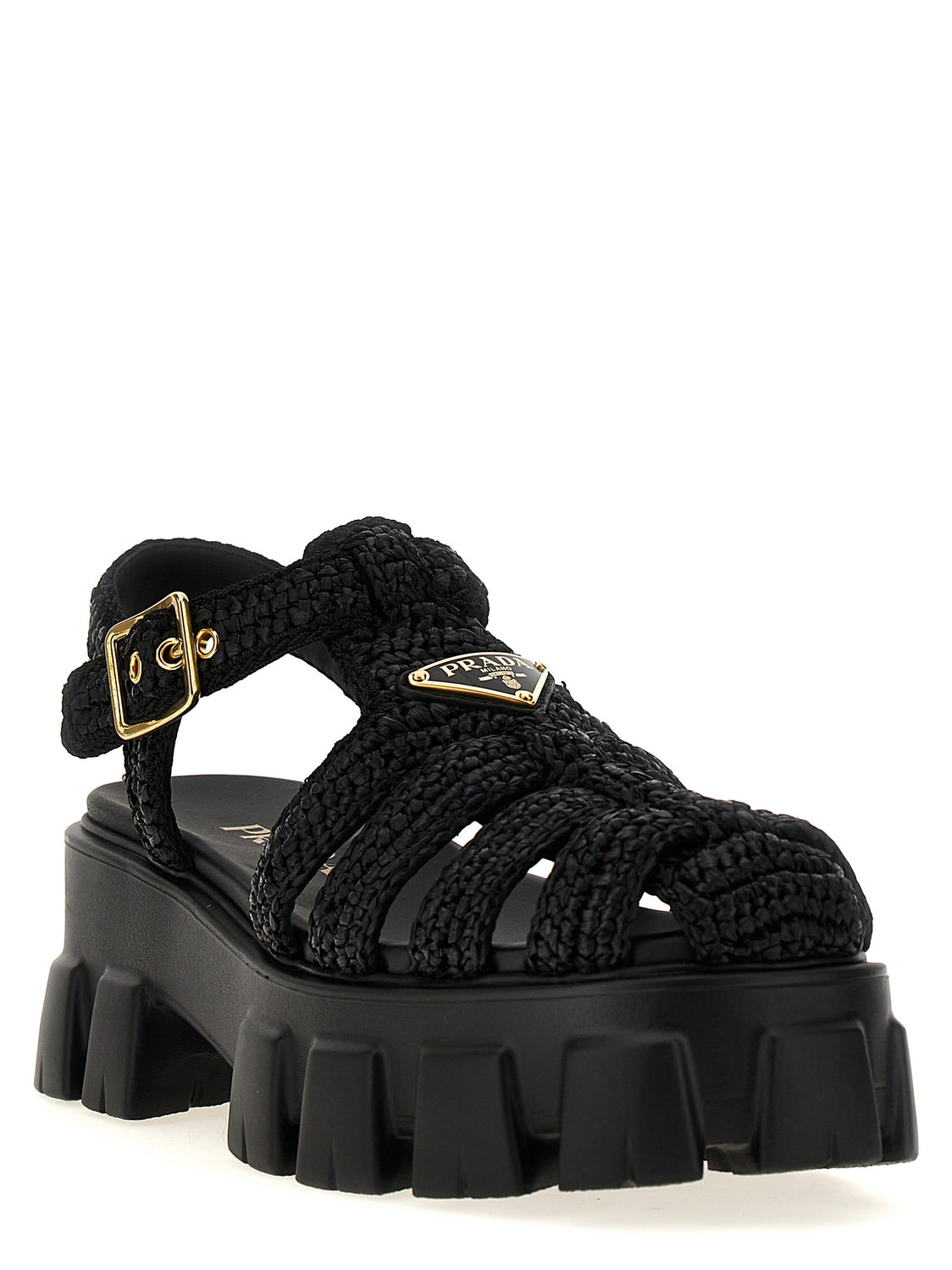 Black Viscose Platform Sandals