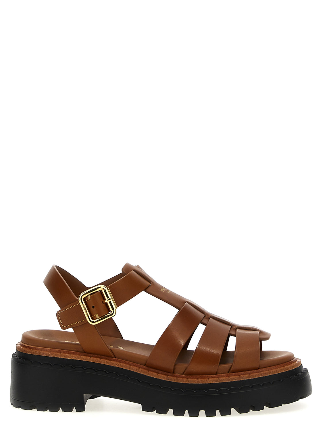 Brown Calfskin Flat Sandals