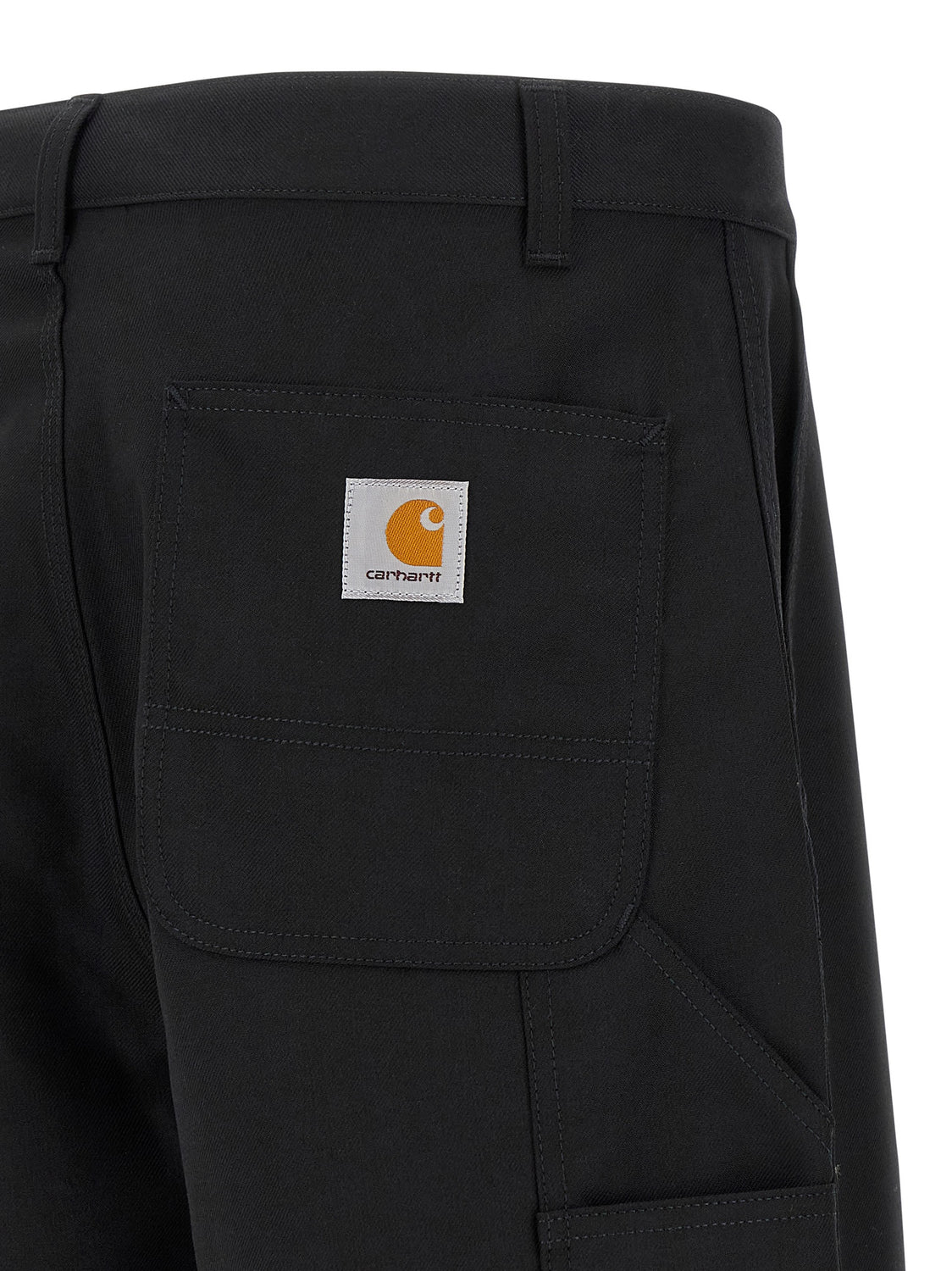 Black Polyester Casual Pants