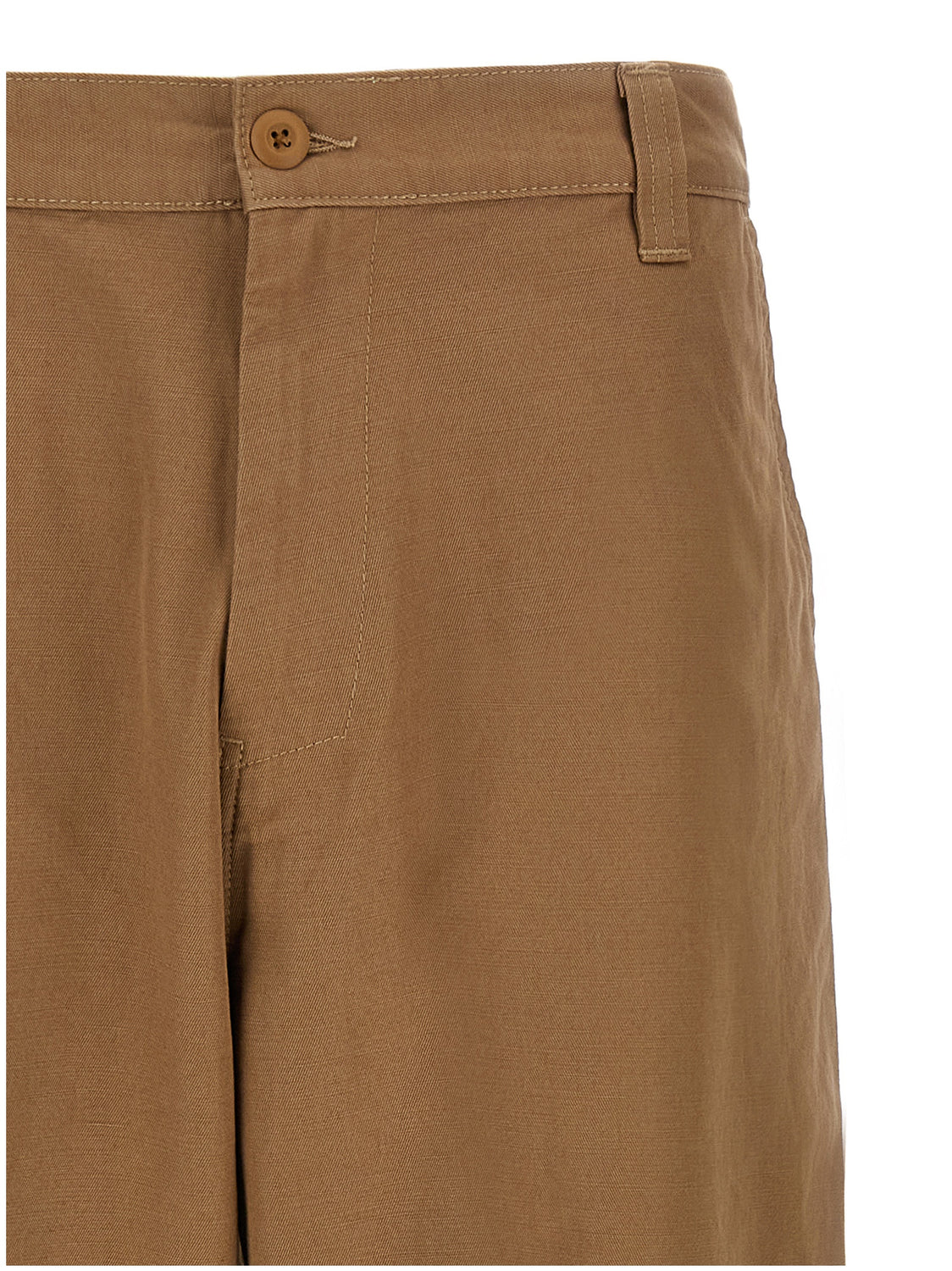 Beige Cotton Casual Pants