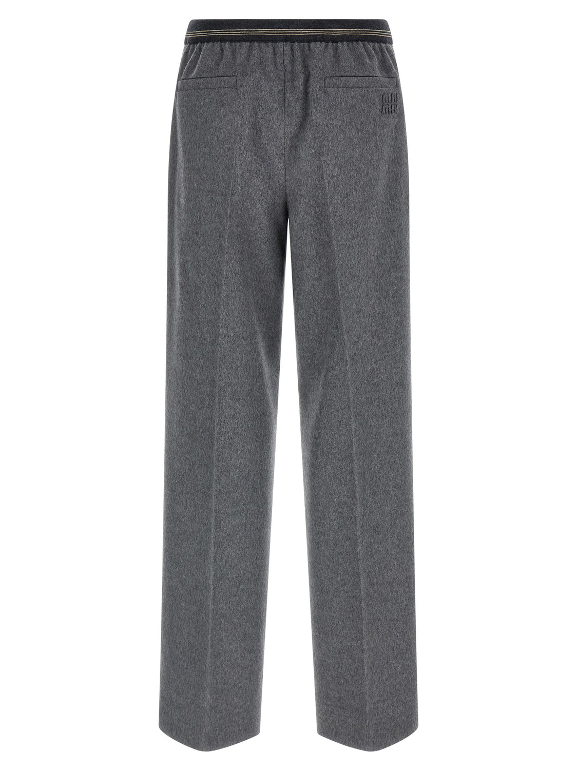 Gray Virgin Wool Casual Pants