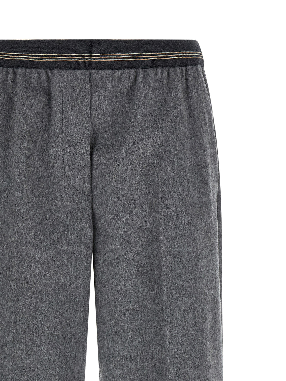 Gray Virgin Wool Casual Pants