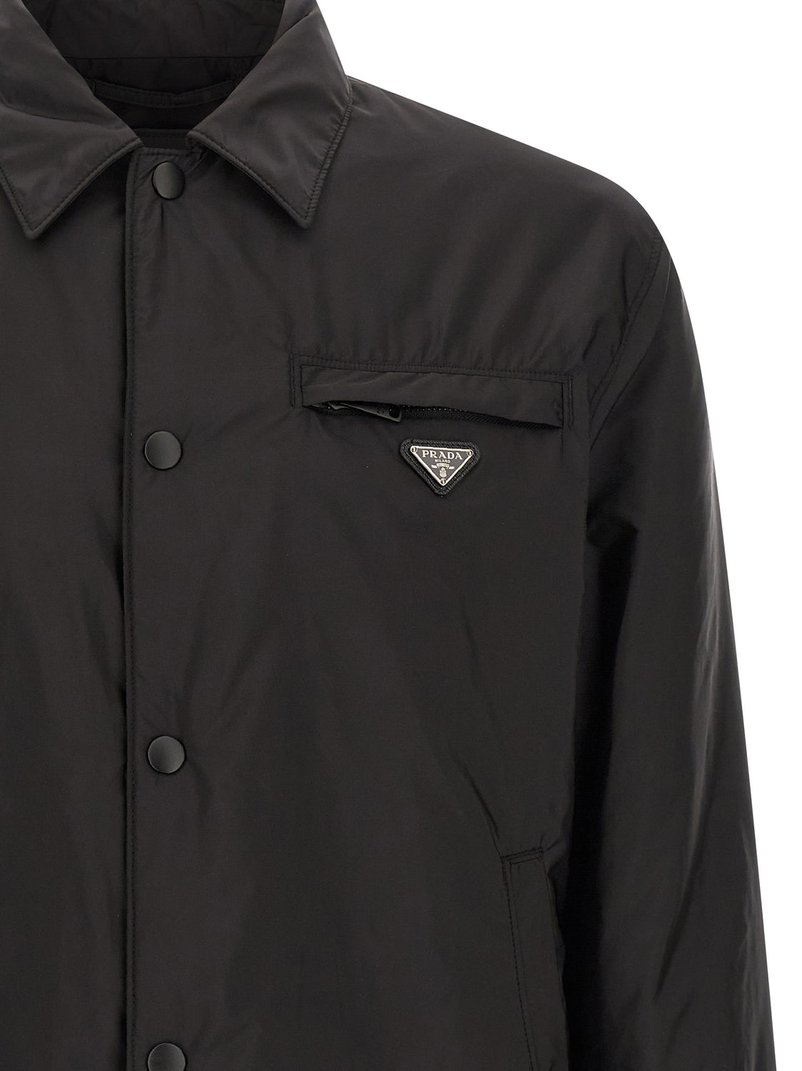 Black Recycled Polyamide Full-Length Jacket