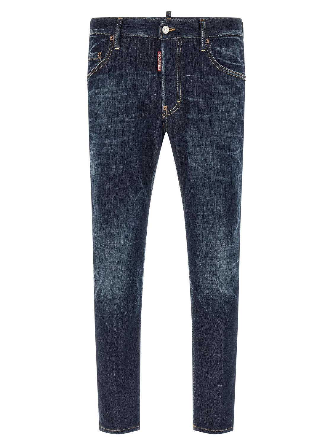 Blue Cotton Straight-Leg Jeans