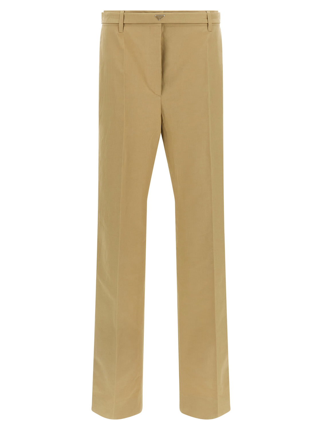 Beige Cotton Casual Pants