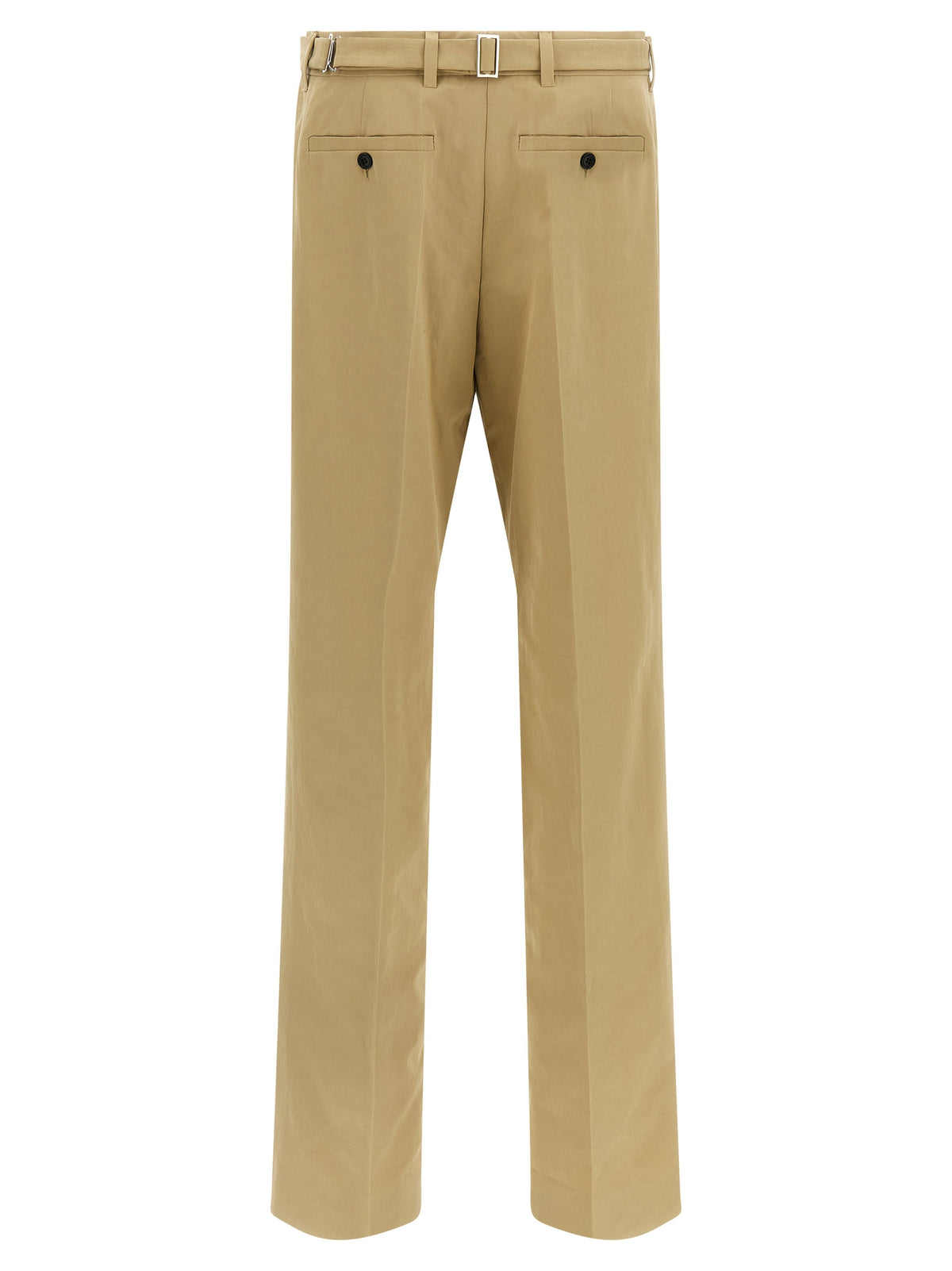 Beige Cotton Casual Pants