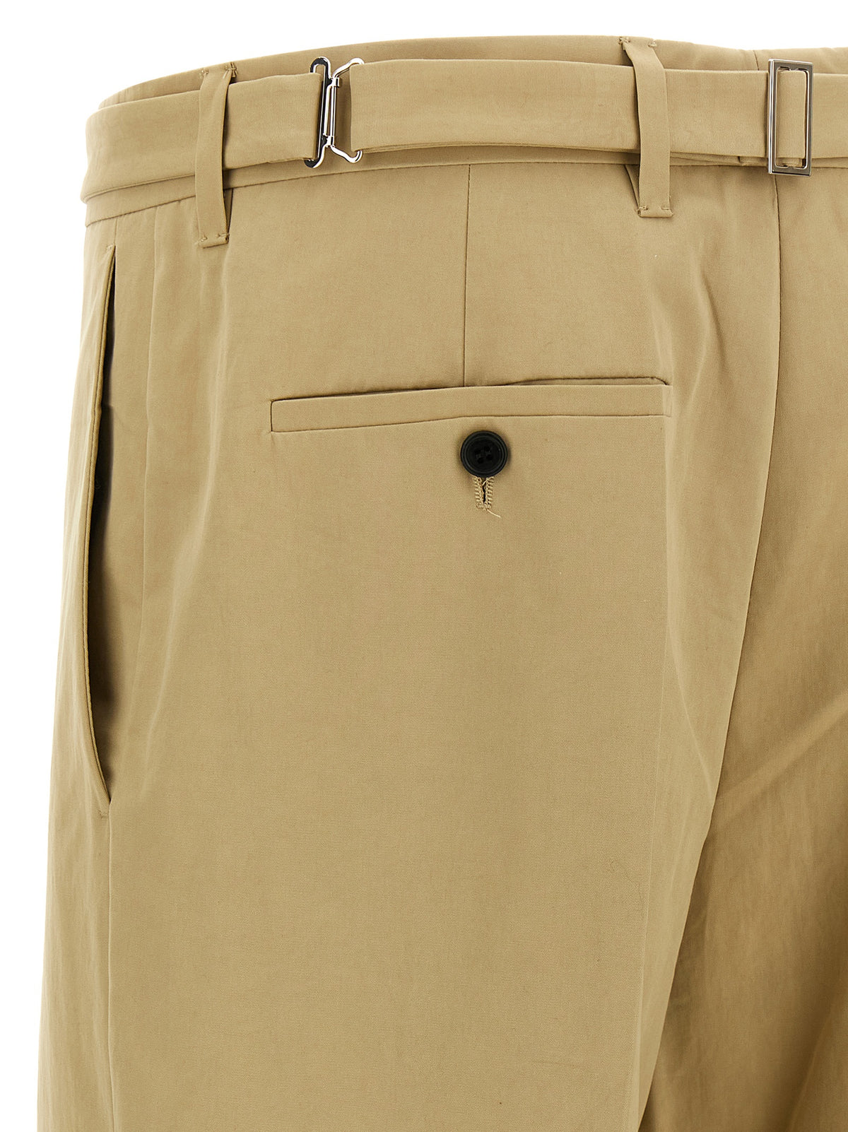 Beige Cotton Casual Pants