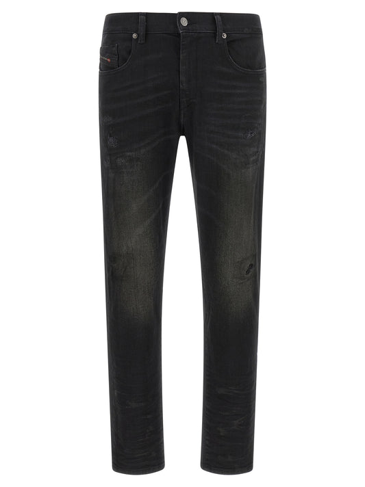 Black Cotton Tapered Jeans