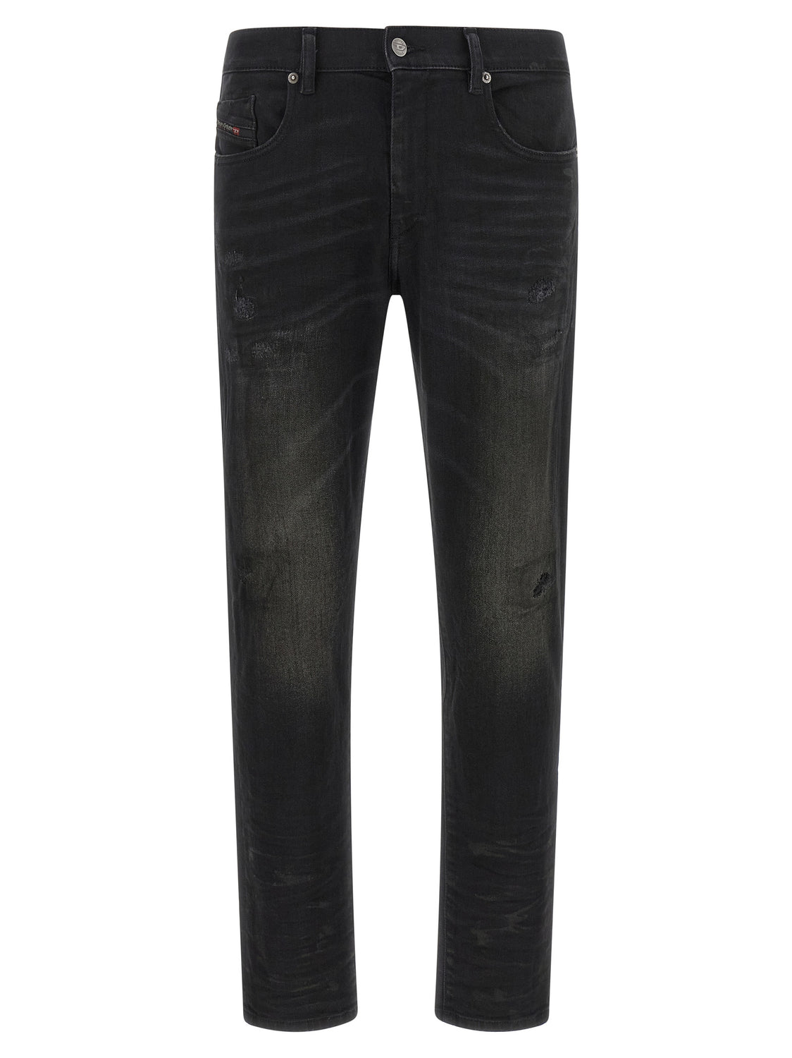 Black Cotton Tapered Jeans