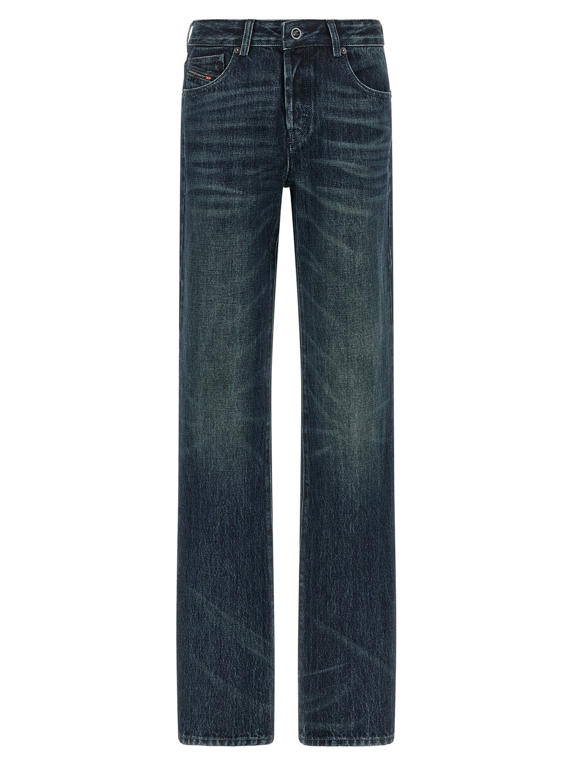 Blue Cotton Straight-Leg Jeans