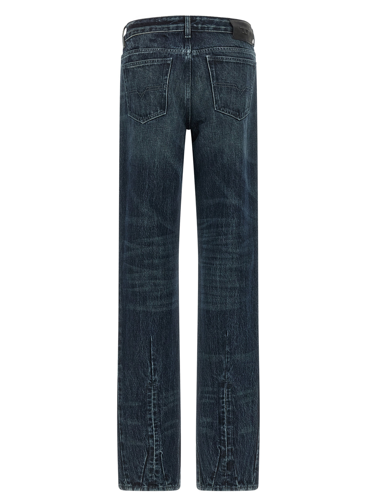 Blue Cotton Straight-Leg Jeans