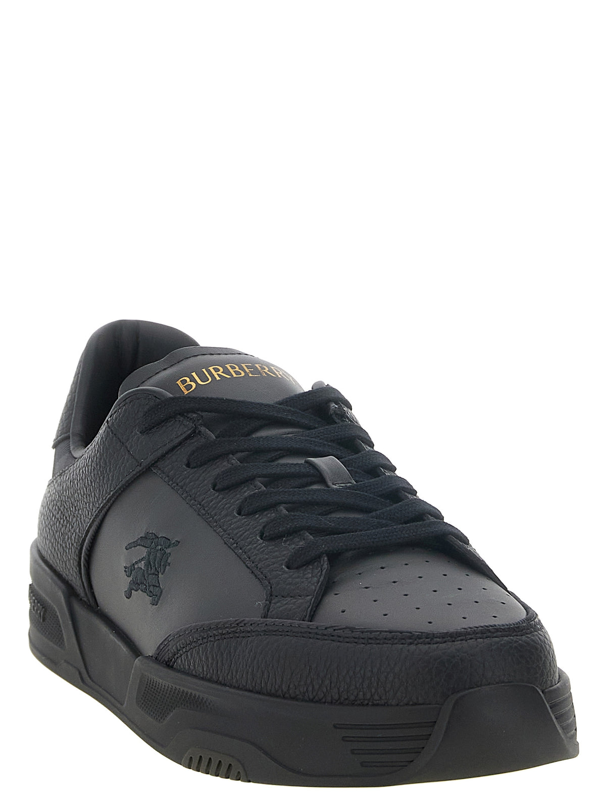 Black Leather Chunky Sneakers