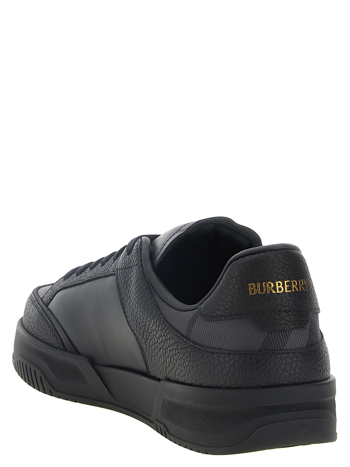 Black Leather Chunky Sneakers