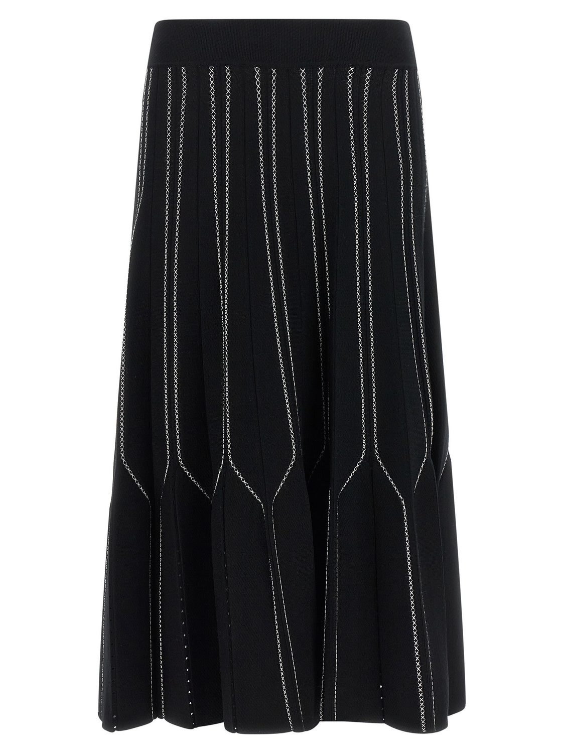 Black Viscose Midi Skirt