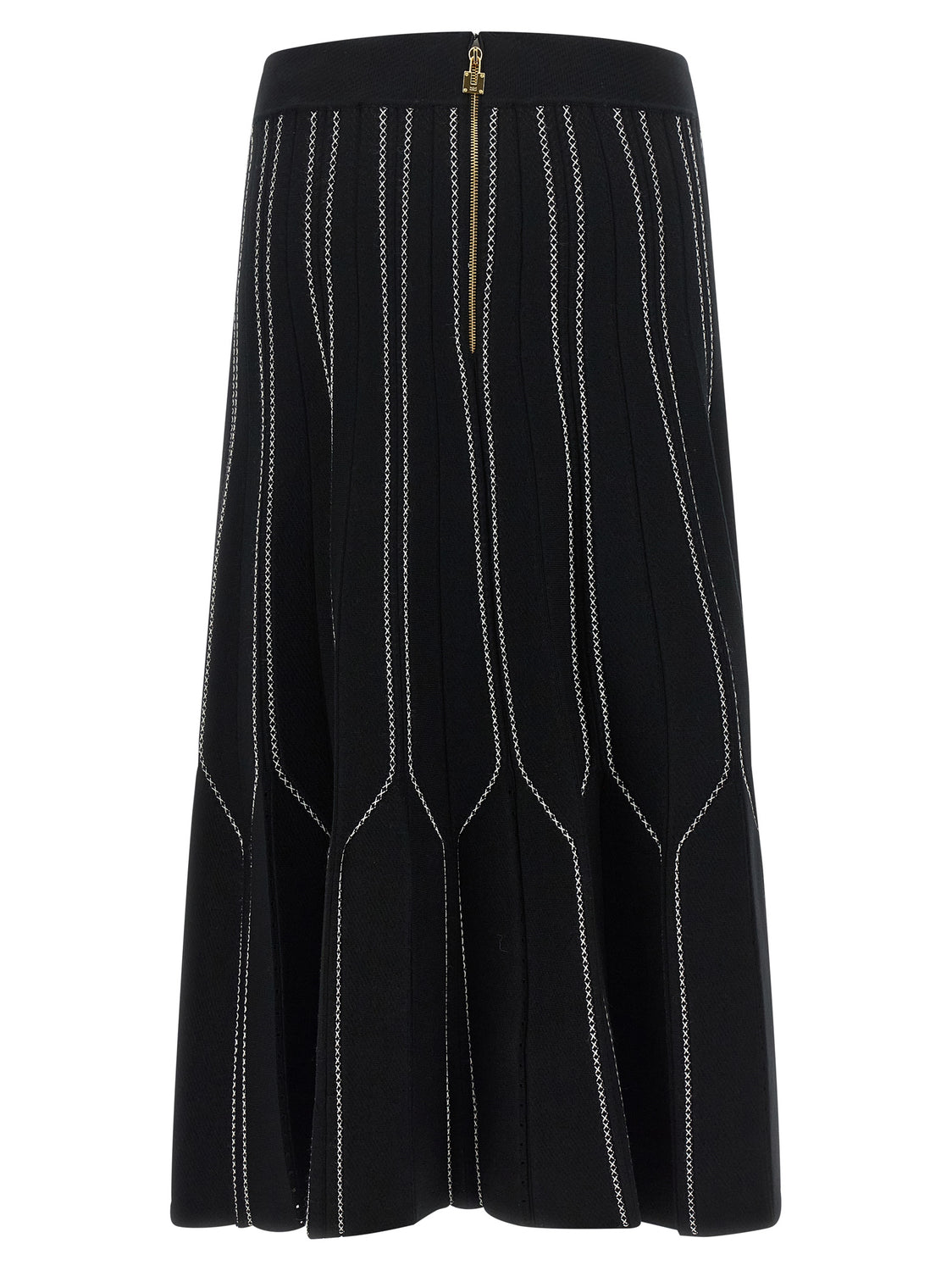 Black Viscose Midi Skirt