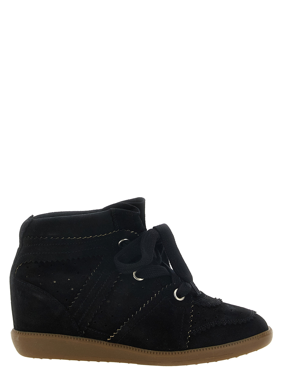 Black Cowhide Wedge Sandals