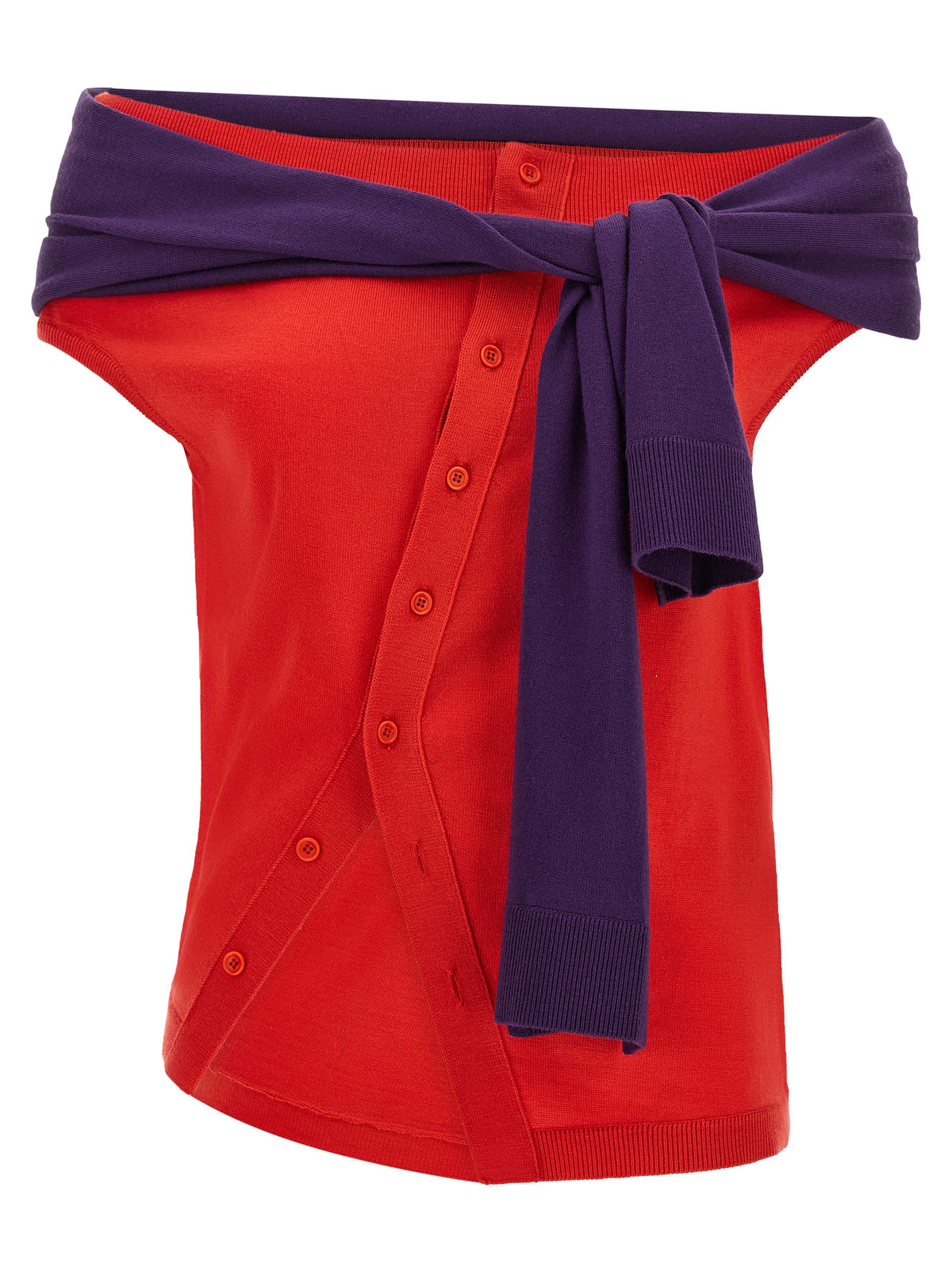 Red Wool Sleeveles T-Shirt
