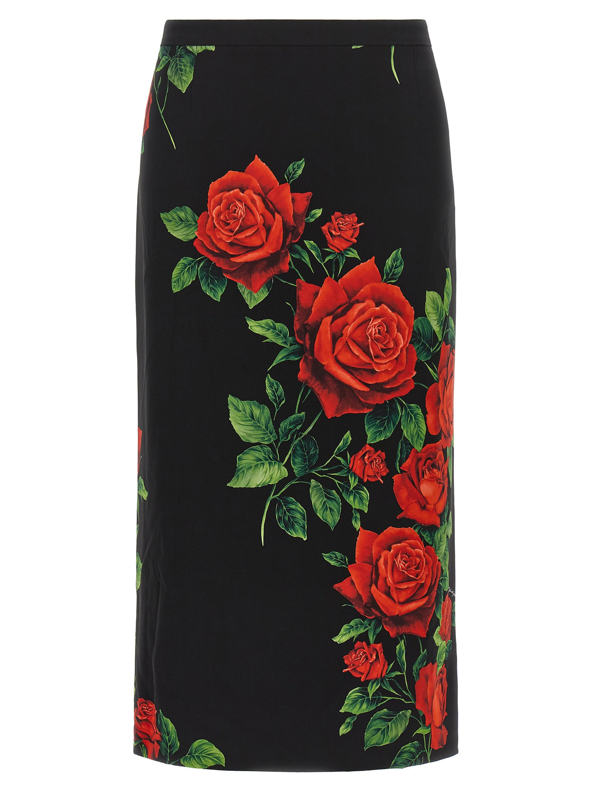Black Silk Midi Skirt