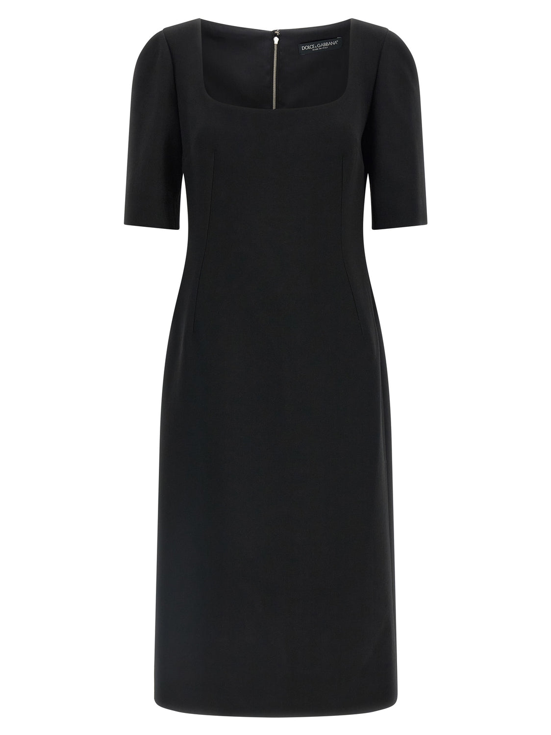 Black Virgin Wool Midi Dress