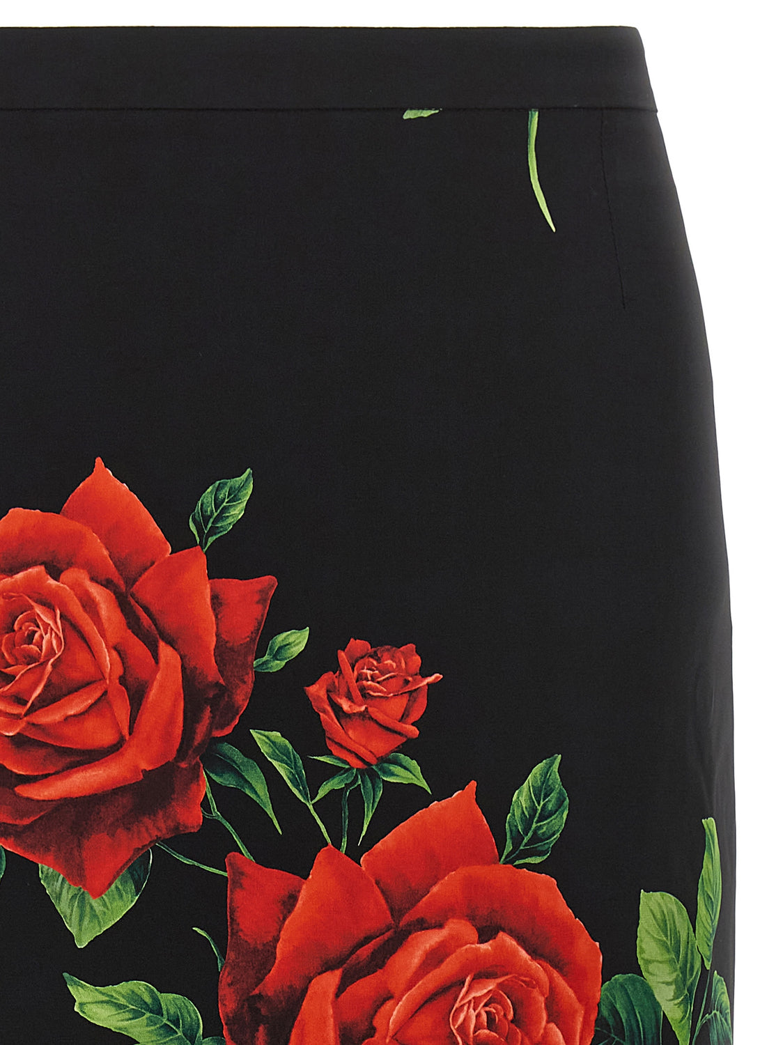 Black Silk Midi Skirt
