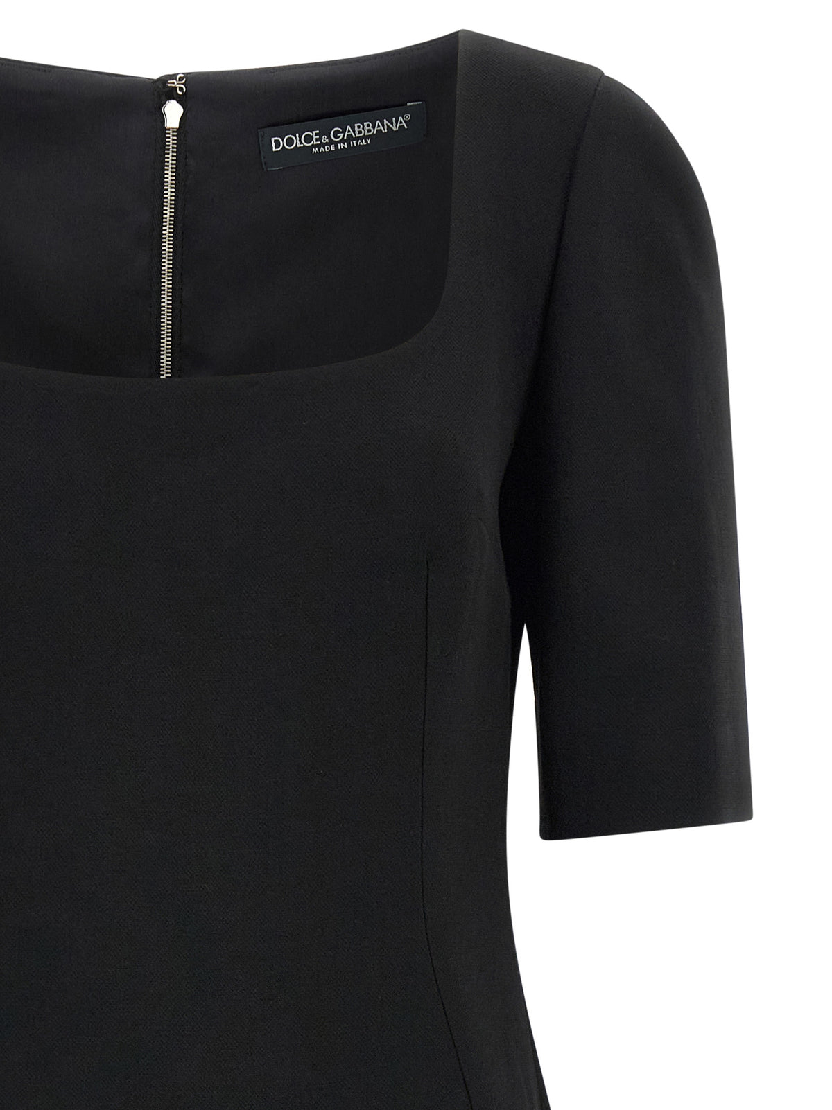 Black Virgin Wool Midi Dress