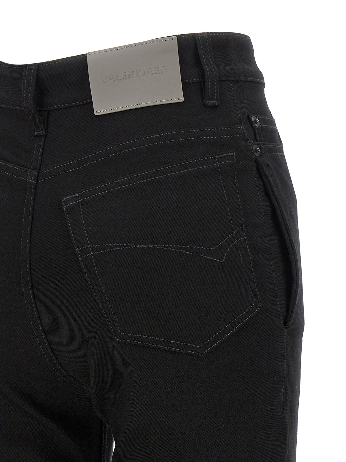 Black Elastane High-Waisted Jean