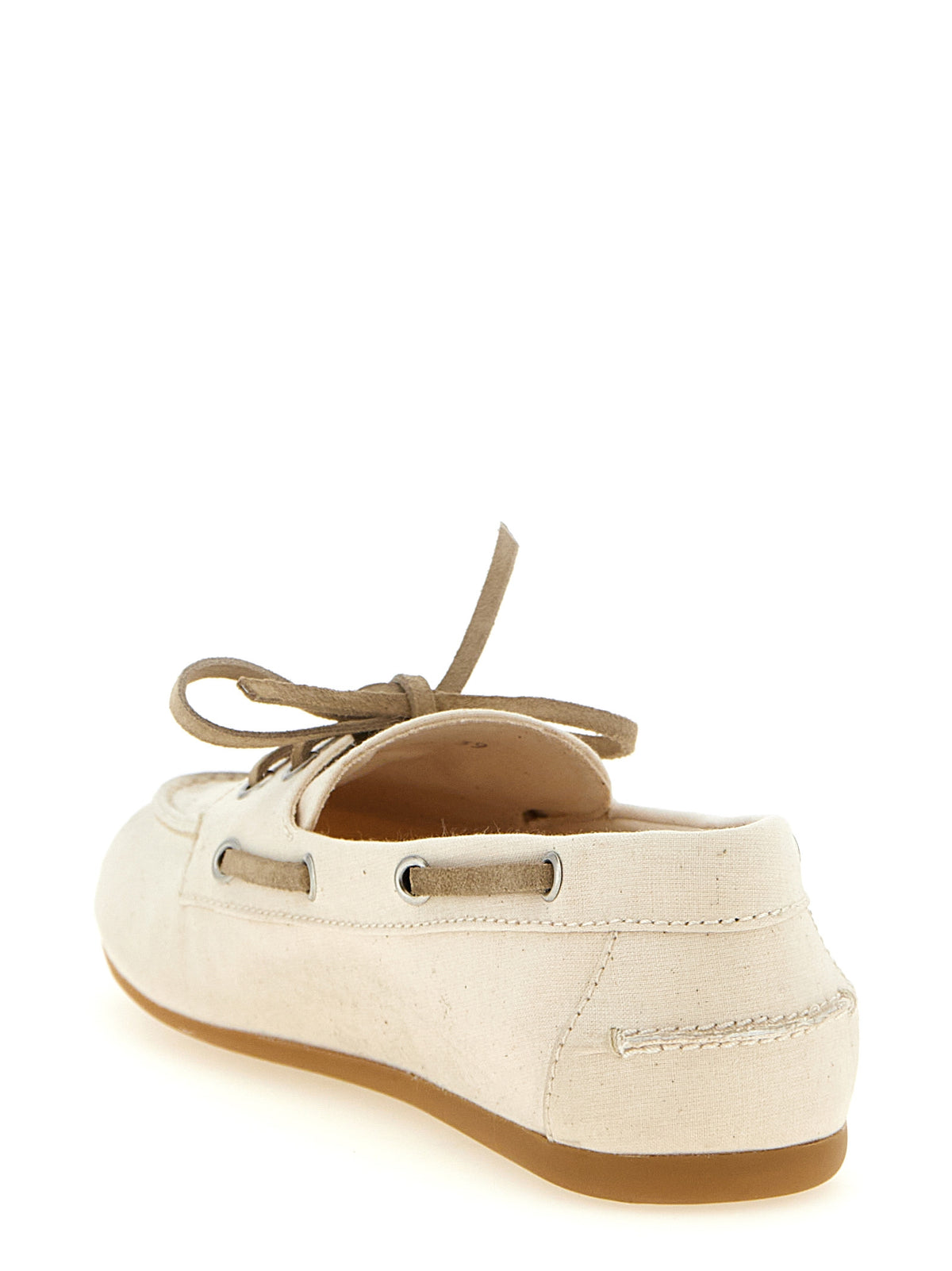 Beige Cotton Slip-On Loafers