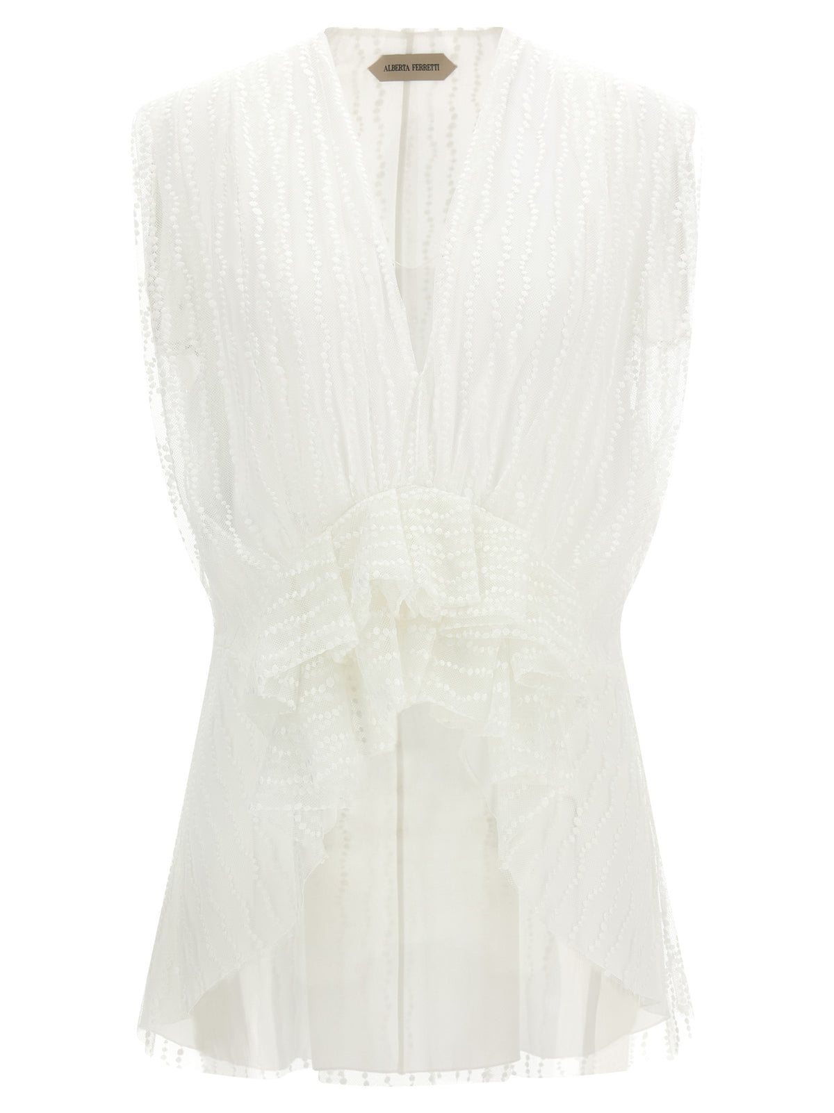 White Polyester Sleeveles T-Shirt