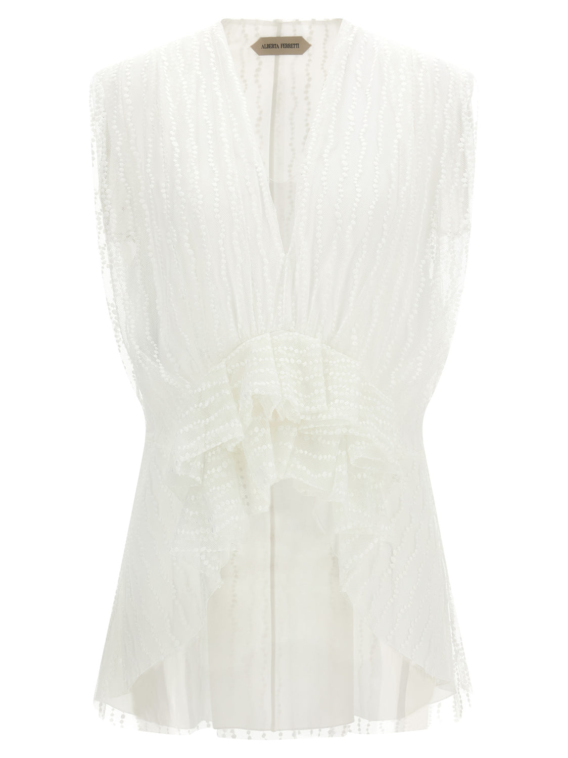 White Polyester Sleeveles T-Shirt