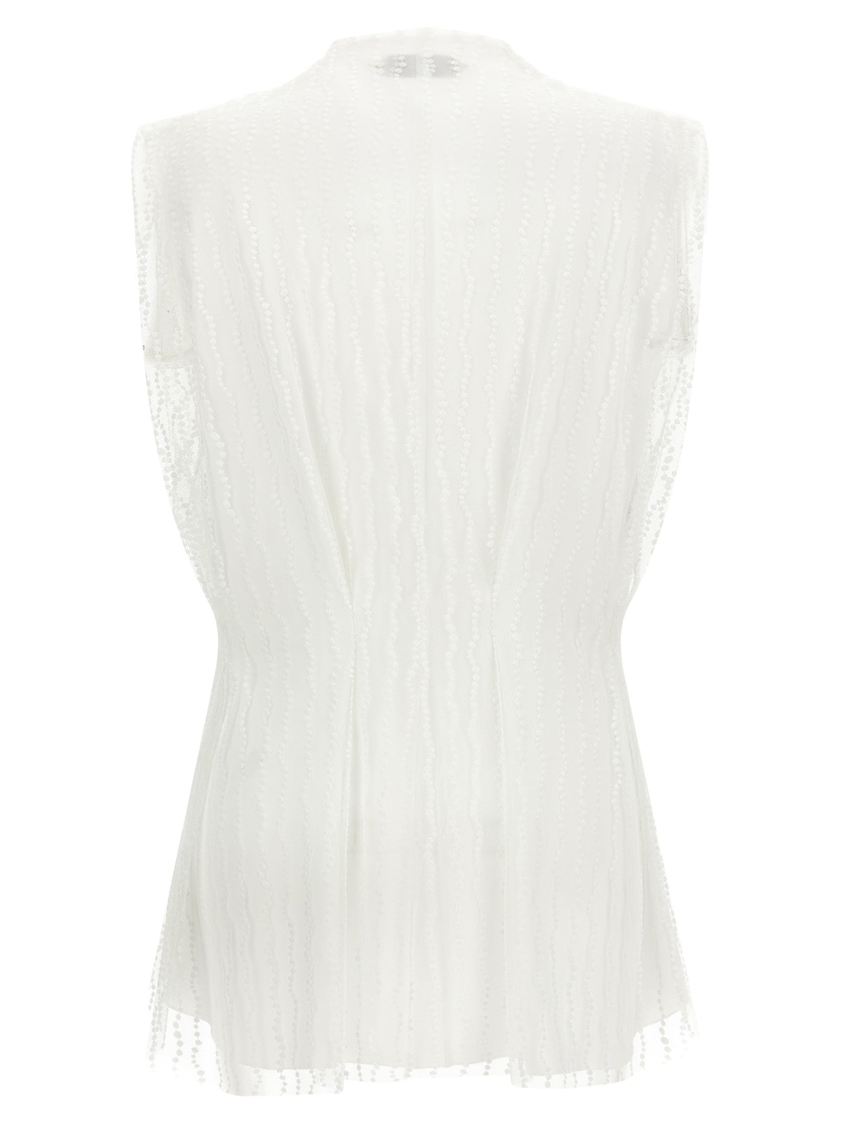 White Polyester Sleeveles T-Shirt