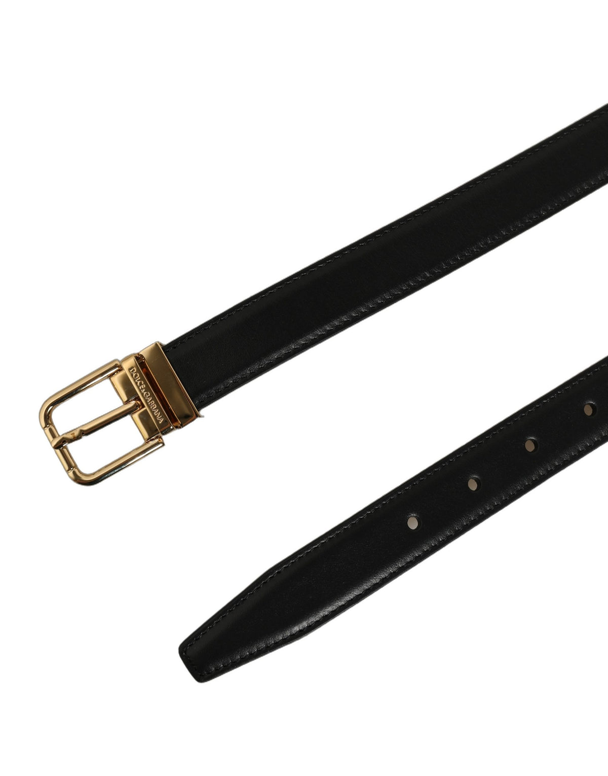 Black Classic Leather Gold Tone Buckle Belt