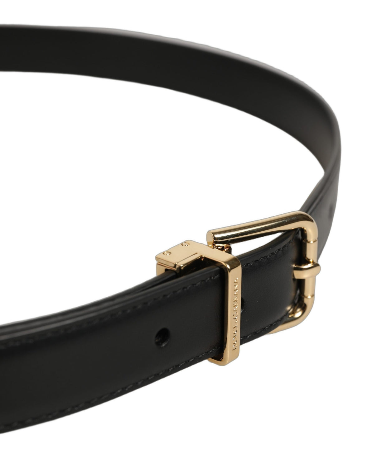Black Classic Leather Gold Tone Buckle Belt