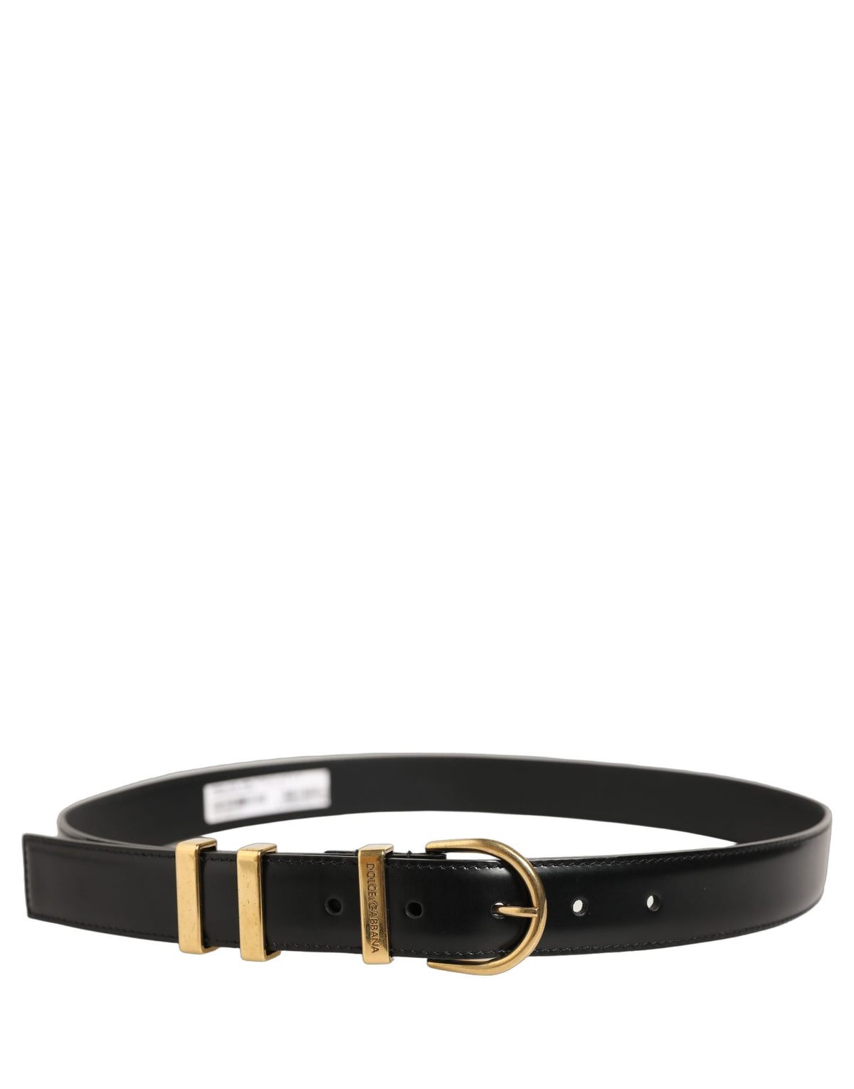Black Classic Leather Gold Tone Buckle Belt