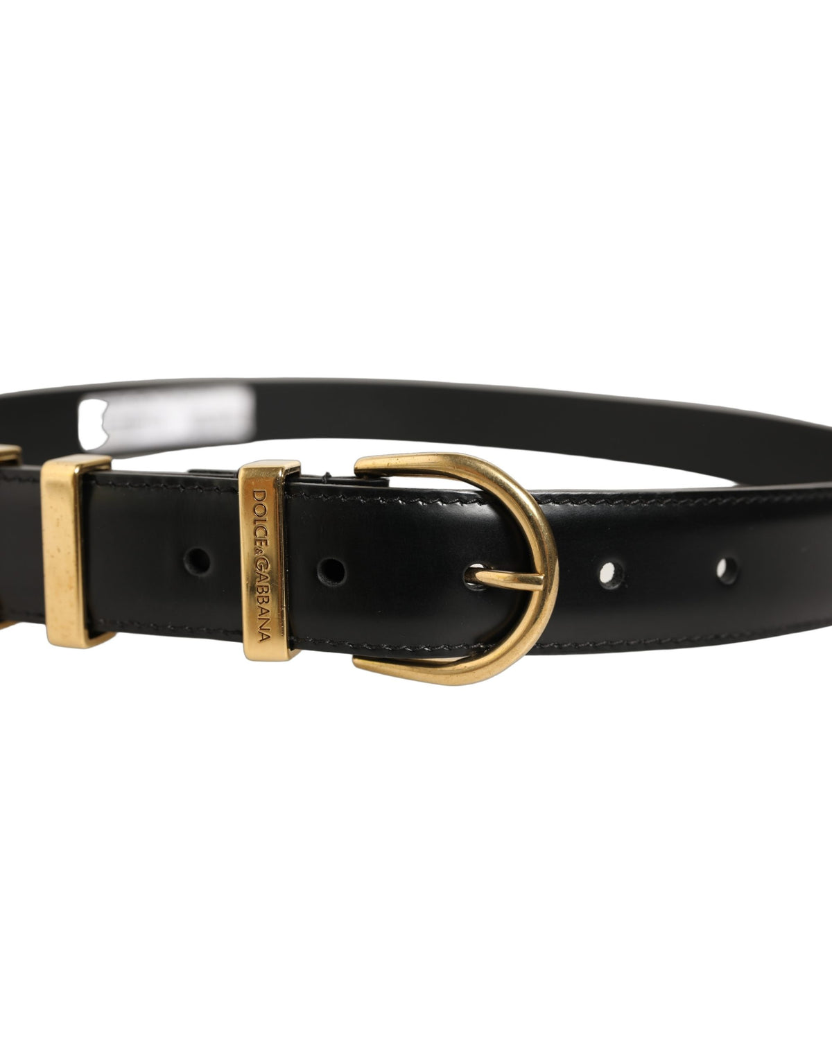 Black Classic Leather Gold Tone Buckle Belt