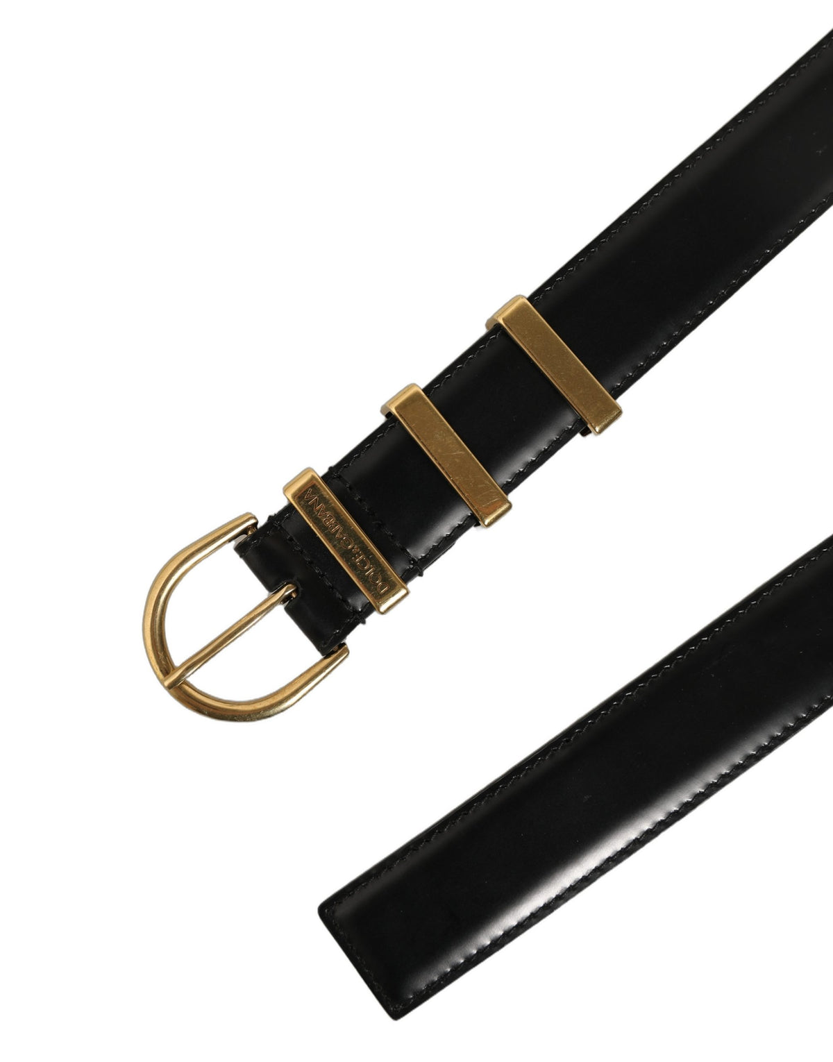 Black Classic Leather Gold Tone Buckle Belt