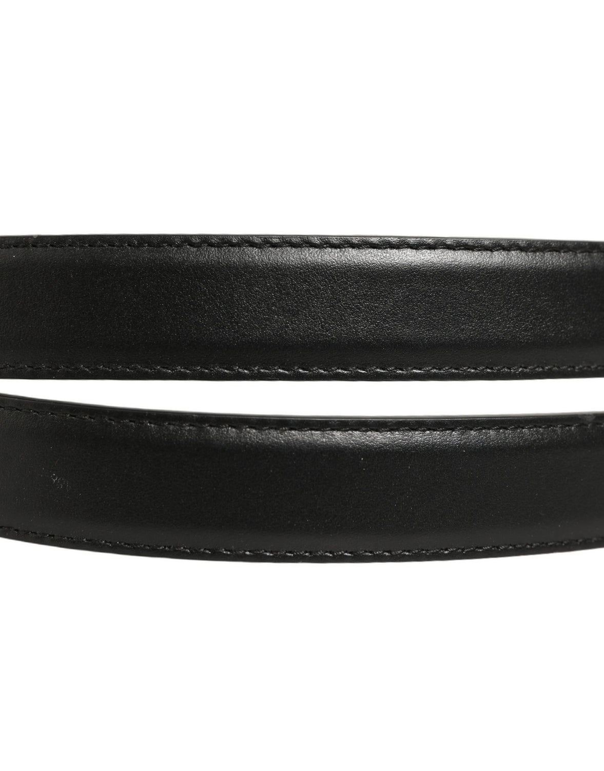 Black Leather Double Wrap Metal Buckle Belt