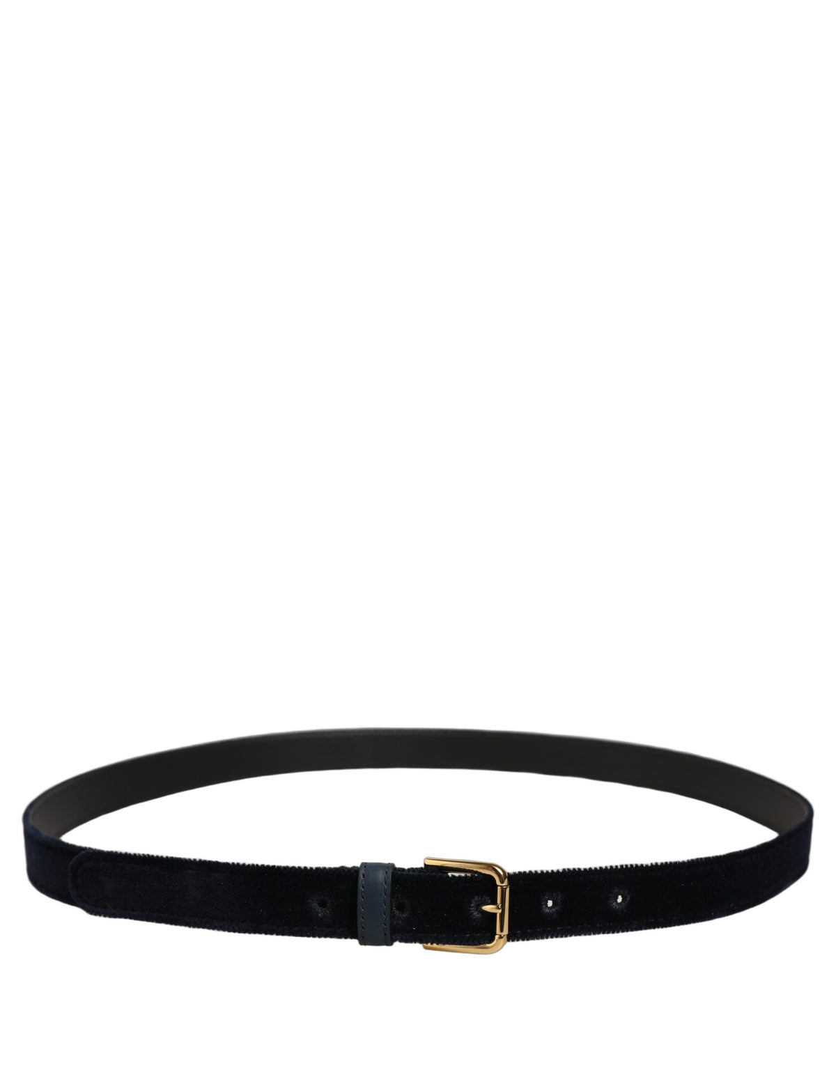 Dark Blue Velvet Gold Tone Metal Buckle Belt