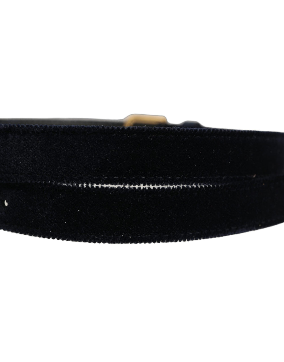 Dark Blue Velvet Gold Tone Metal Buckle Belt