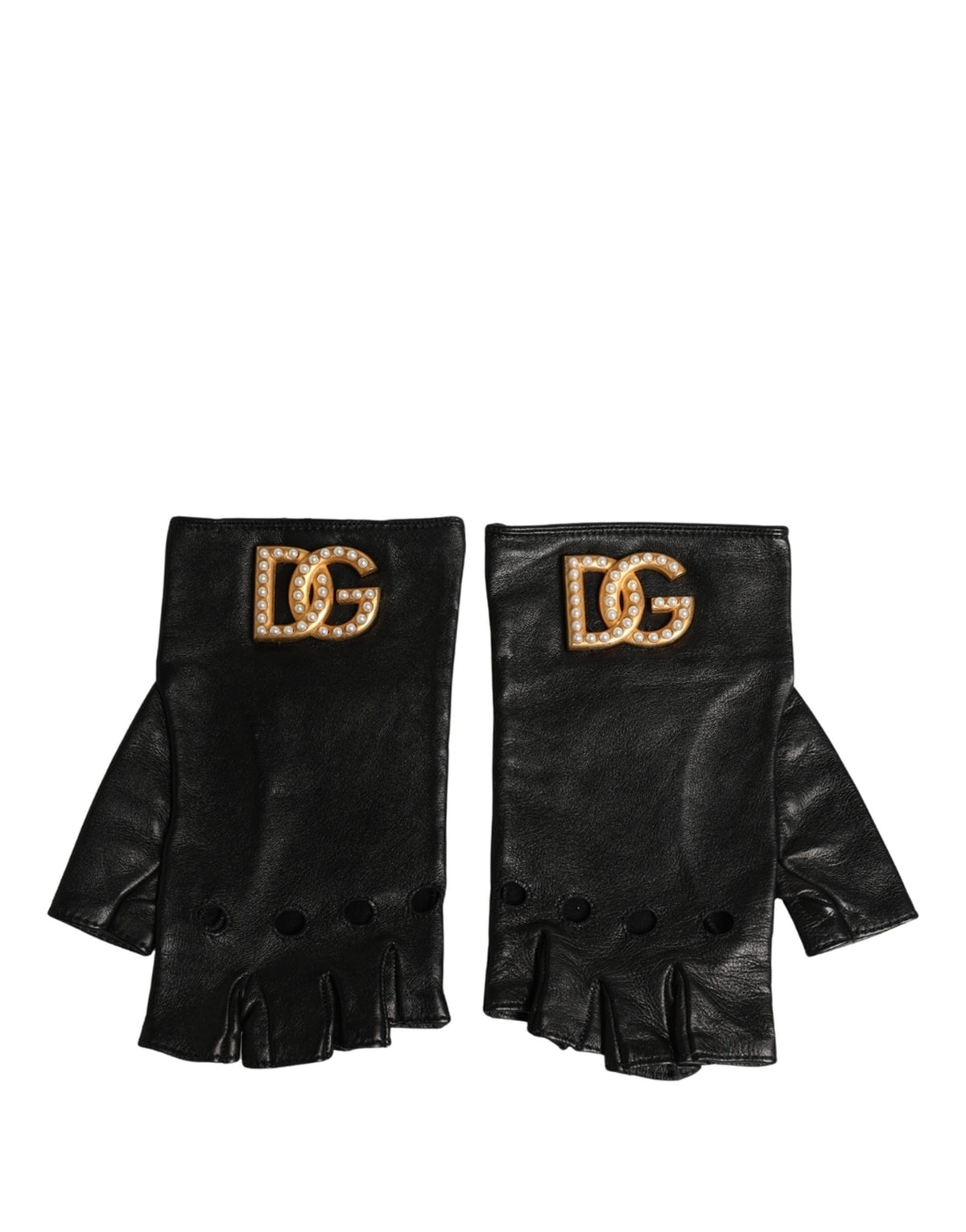 Black Embellished Wrist Length Fingerless Gloves