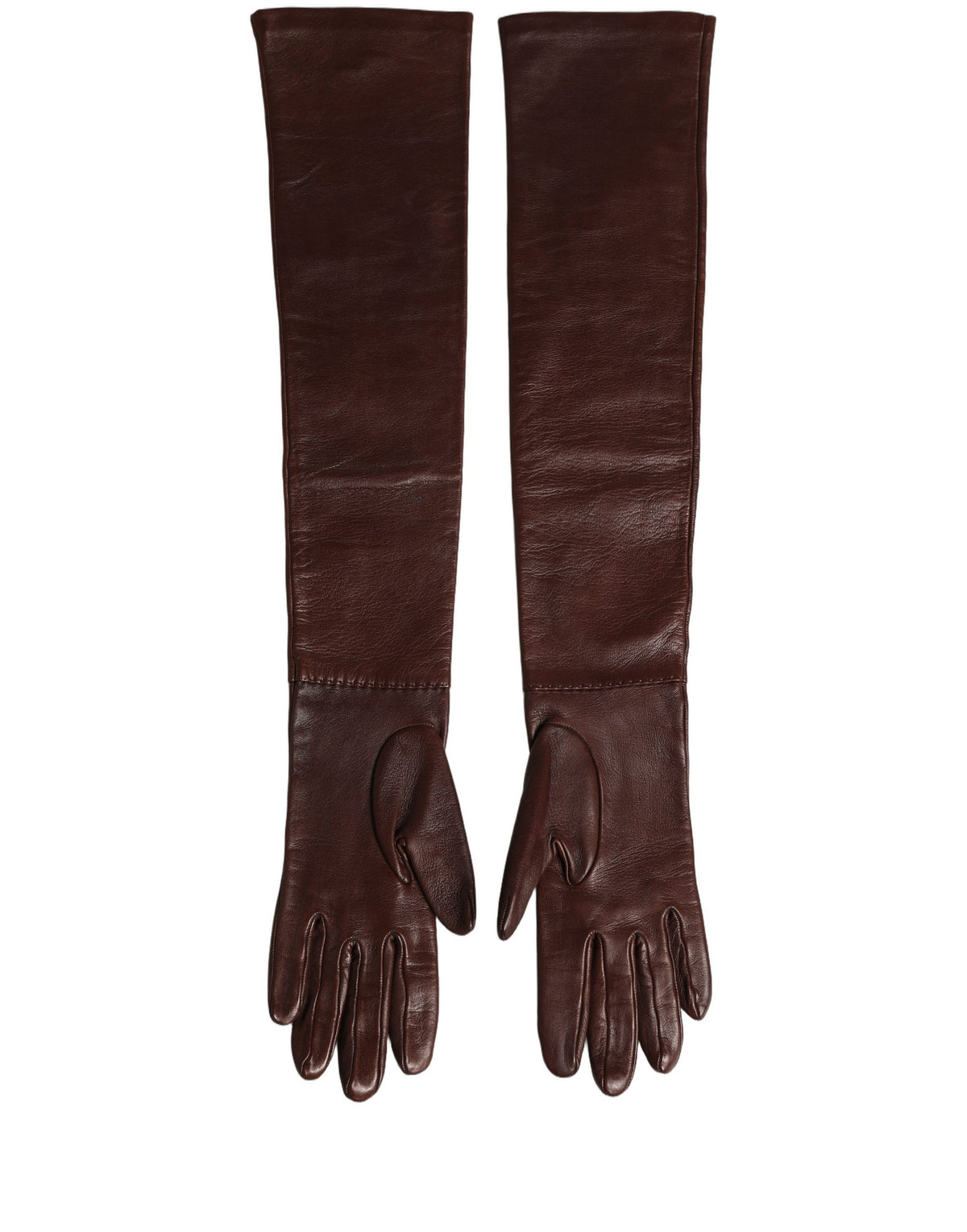 Brown Genuine Leather Long Elbow Length Gloves