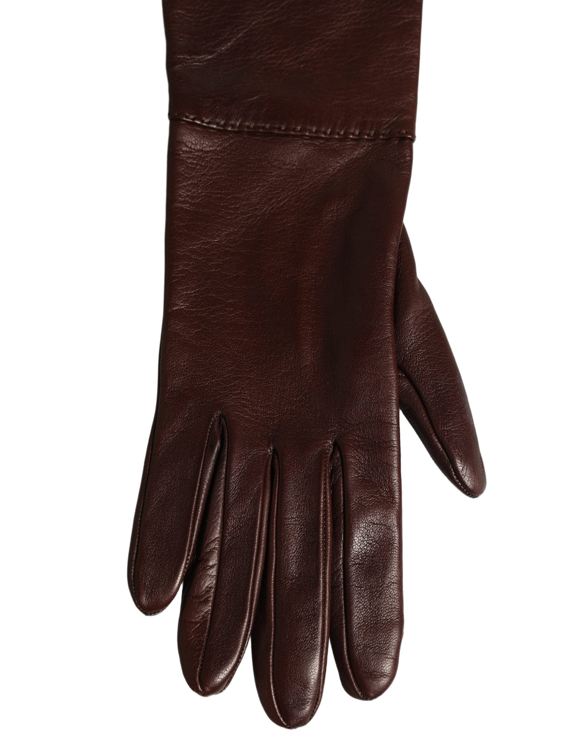 Brown Genuine Leather Long Elbow Length Gloves