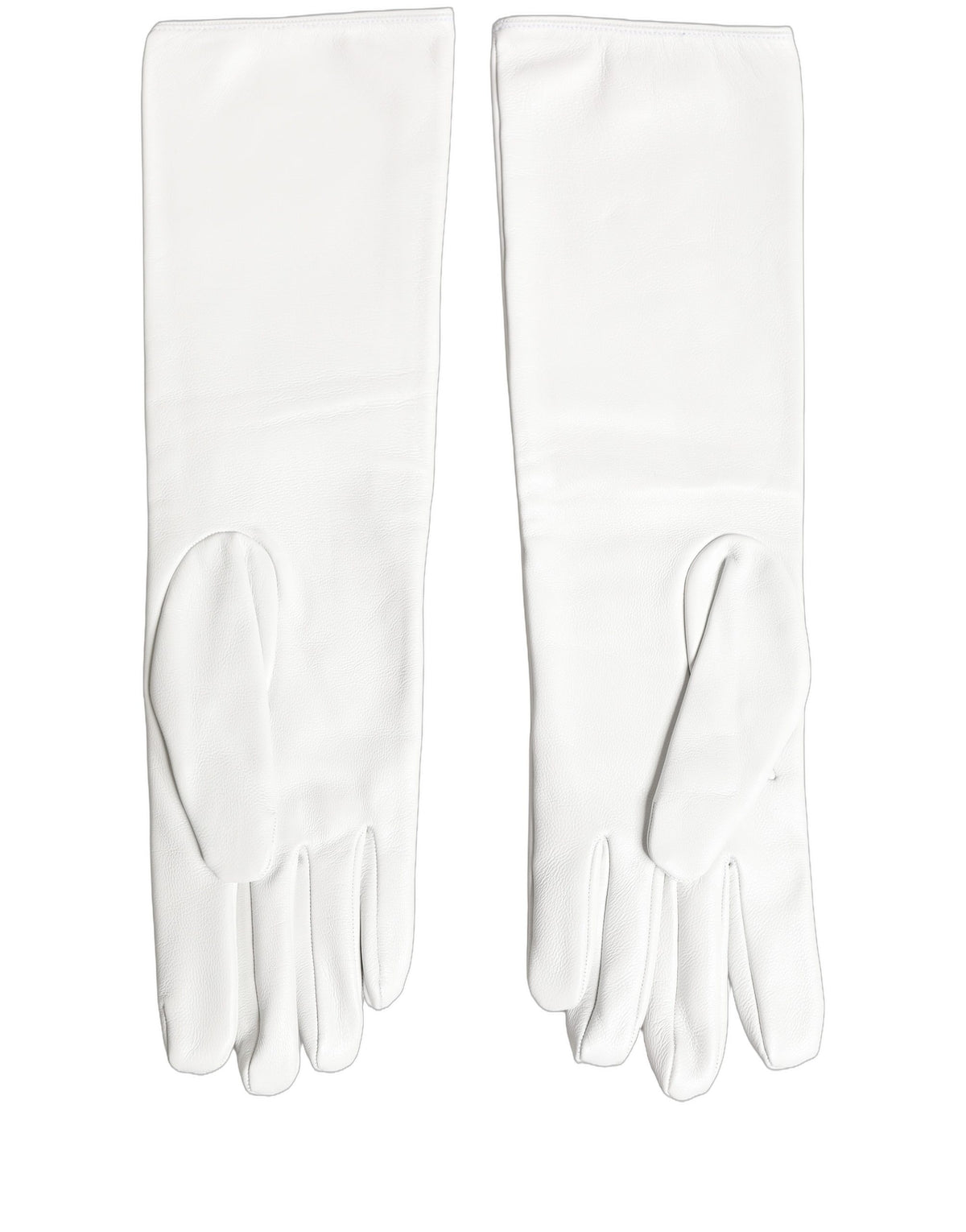 White Genuine Leather Embossed DG Logo Gloves