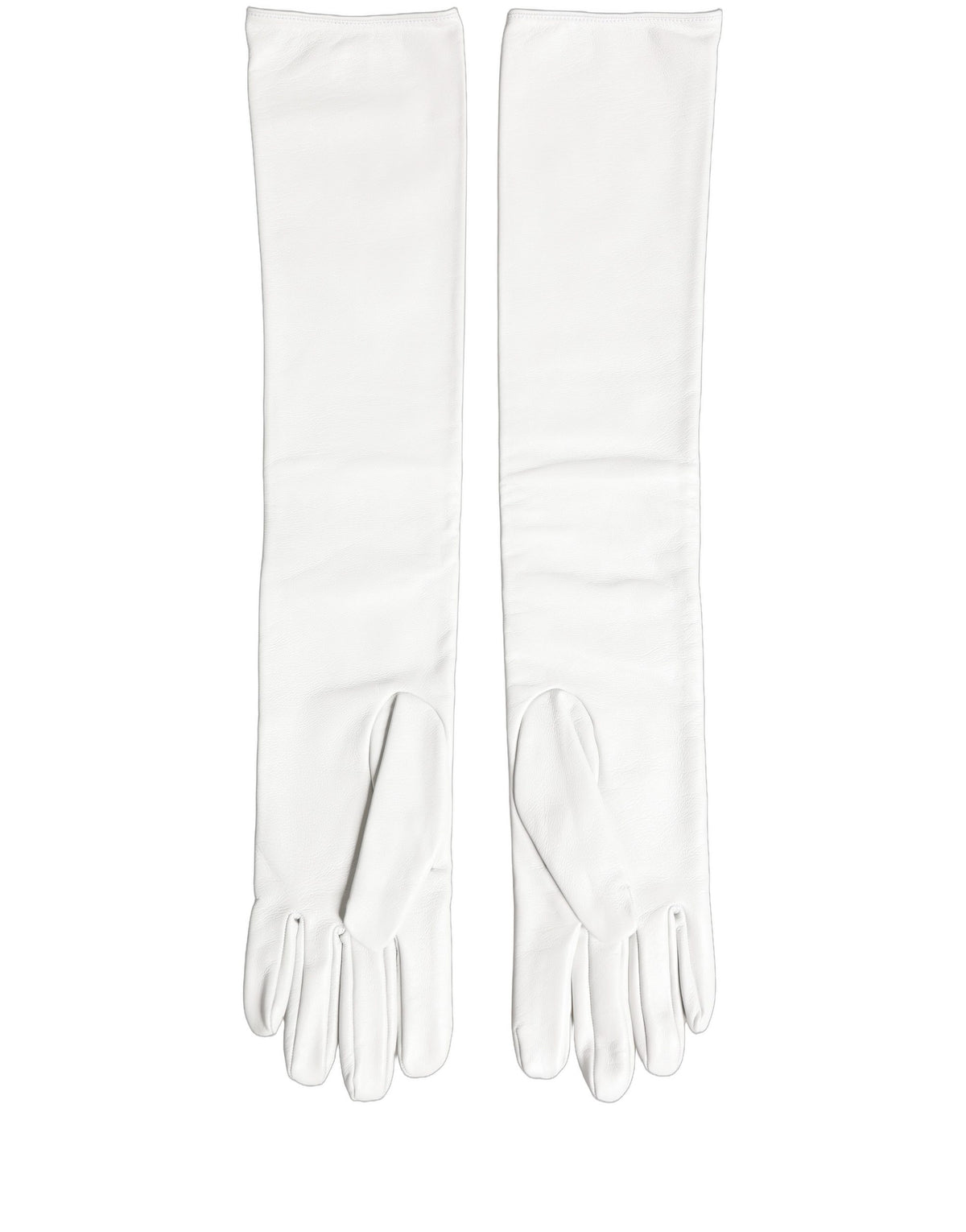 White Genuine Leather Embossed DG Logo Gloves