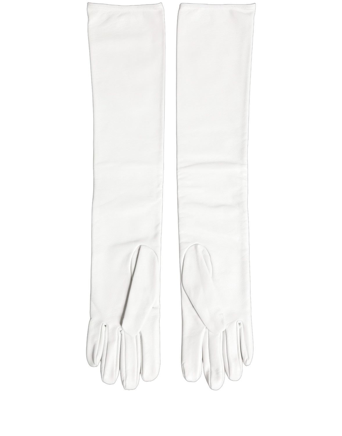 White Genuine Leather Embossed DG Logo Gloves