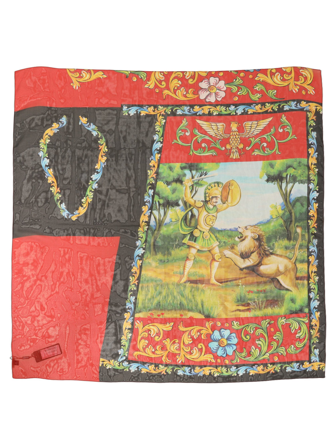 Multicolor Silk Printed Square Foulard Scarf